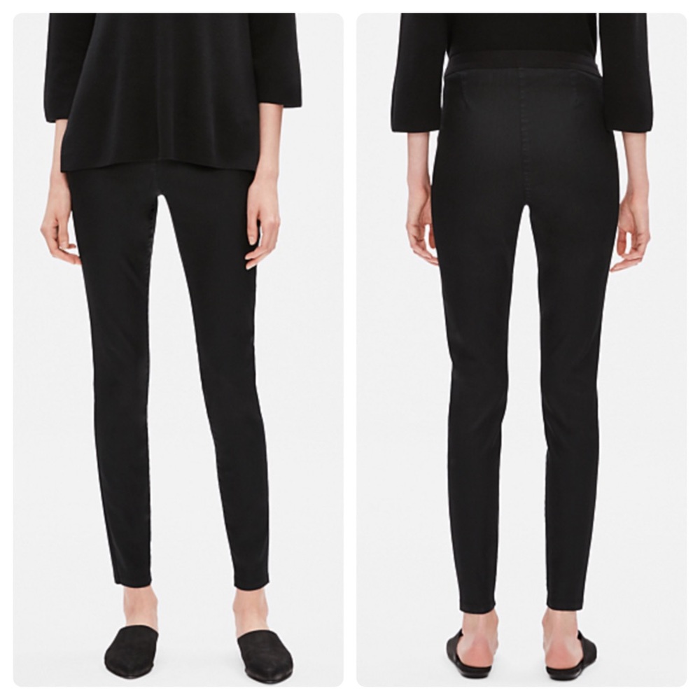 Eileen Fisher Coated Organic Cotton Leggings Black